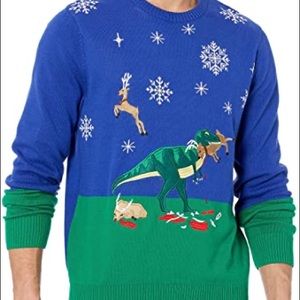 Ugly Christmas Sweater T Rex Dinosaur Mens Large